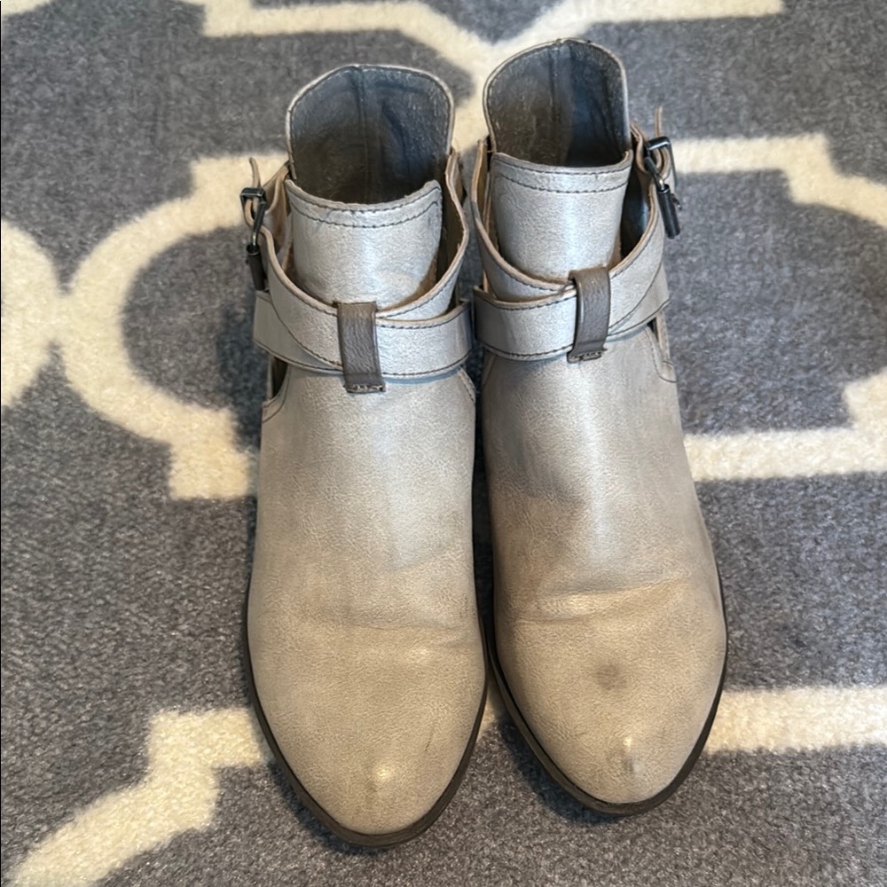 Distressed Gray Ankle Boots